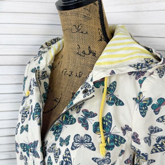 ModCloth In With Whimsical Butterfly Print Anorak Utility Jacket Cream Small - Picture 6 of 13